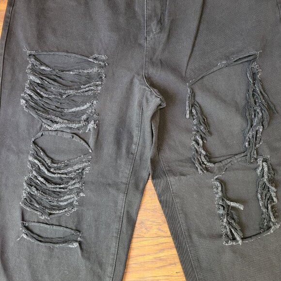 Bundle of 2 SHEIN Black Ripped Destroyed Holey Straight Leg Jeans sz 4X XXXXL - Picture 2 of 12